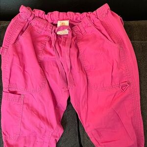 Bright Pink Drawstring Cargo Joggers for Women